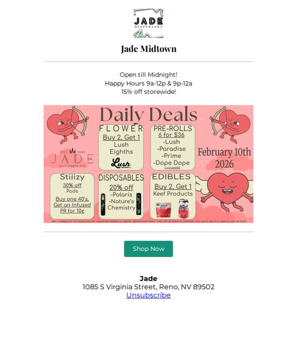 7. Tuesday's Deals at Jade!