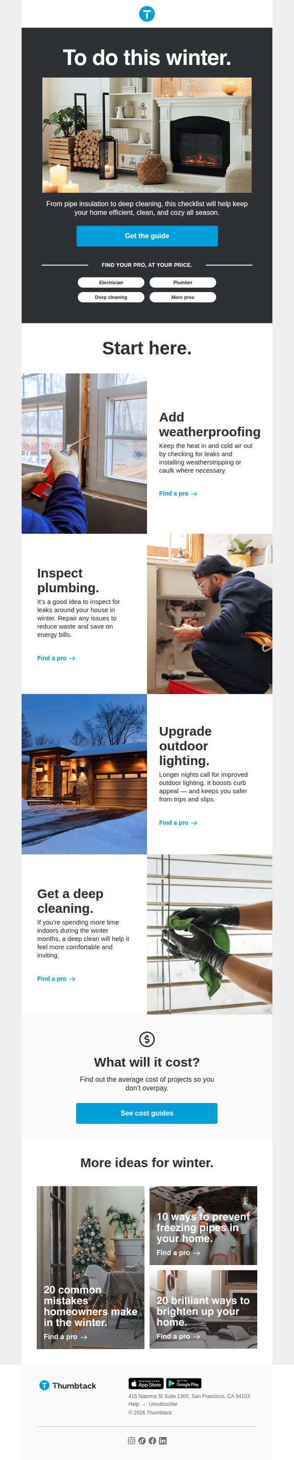 7. Thumbtack : We made you a winter home checklist ✅