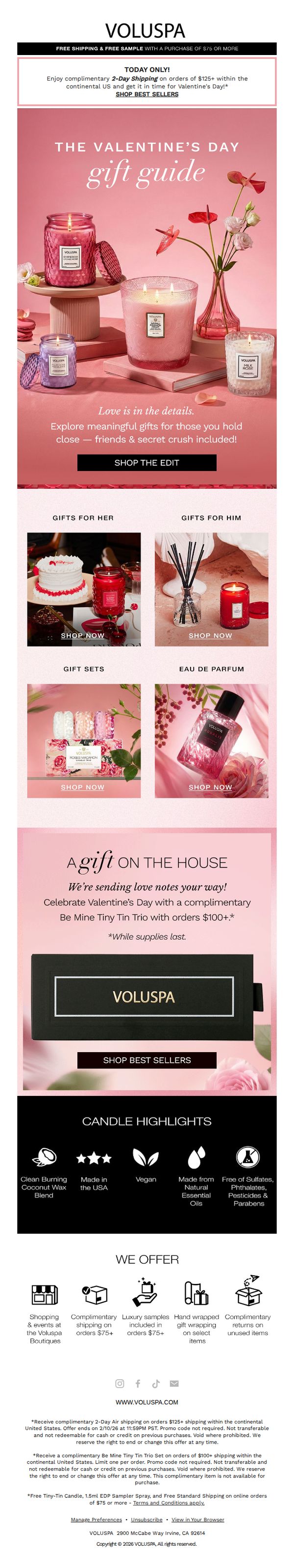 6. Voluspa: Today Only! Enjoy 2-Day Shipping on Us ❤️