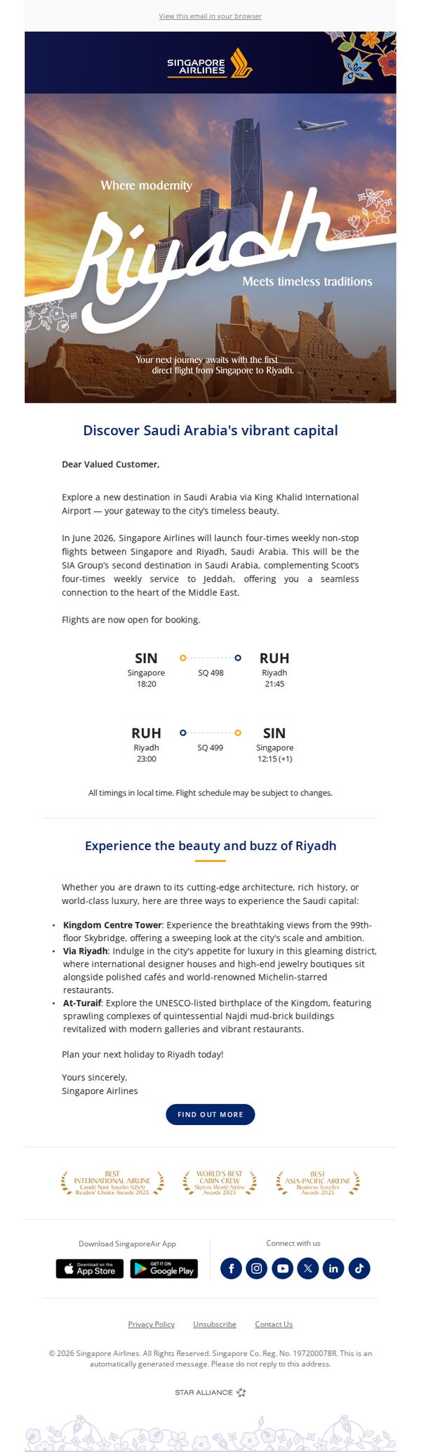 6. Singapore Airlines launches new flights to Riyadh