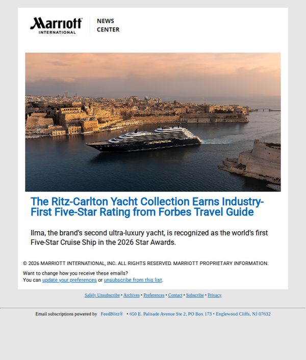 6. The Ritz-Carlton Yacht Collection Earns Industry-First Five-Star Rating from Forbes Travel Guide