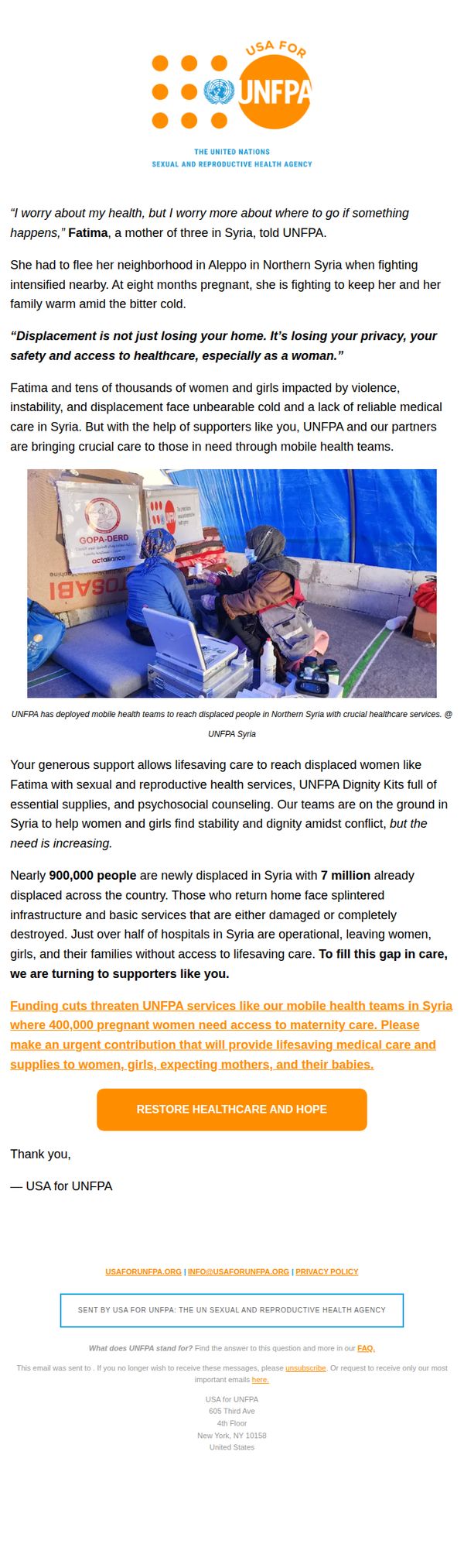 9. Our mobile health teams are on the ground in Syria to help women and girls amidst conflict, but the level of need is increasing.