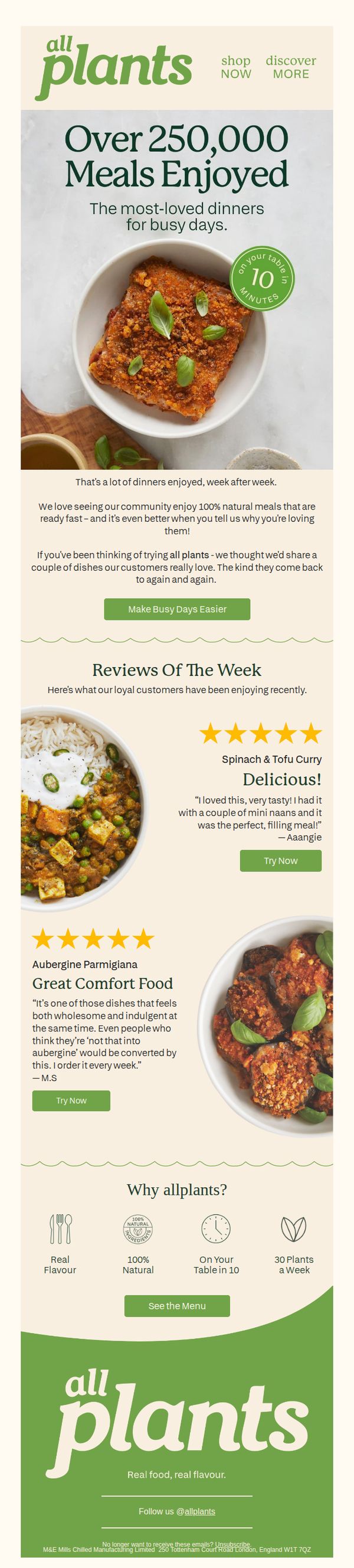 6. Allplants: Over ¼ million meals enjoyed