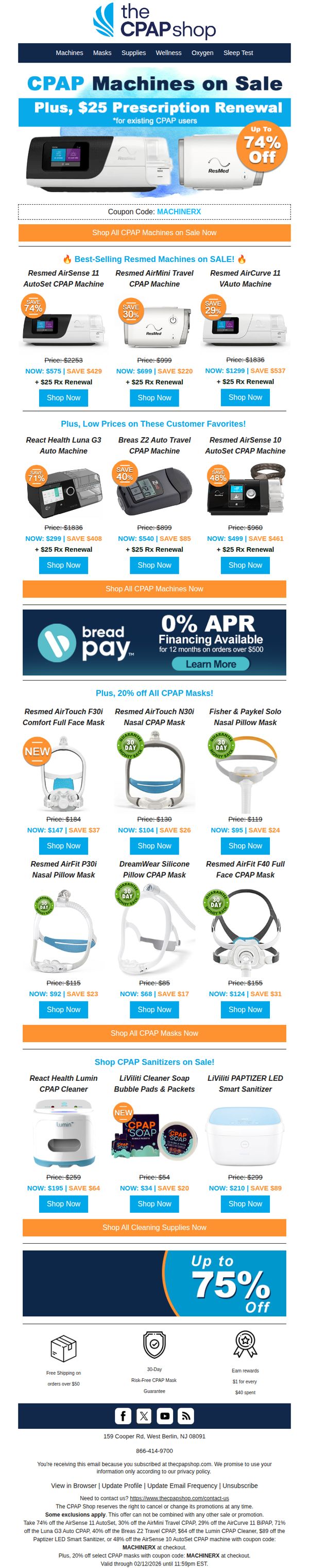 8. Today Only! 🔥 Resmed CPAPs Starting at $499 + $25 Prescription Renewal (Code: MACHINERX)