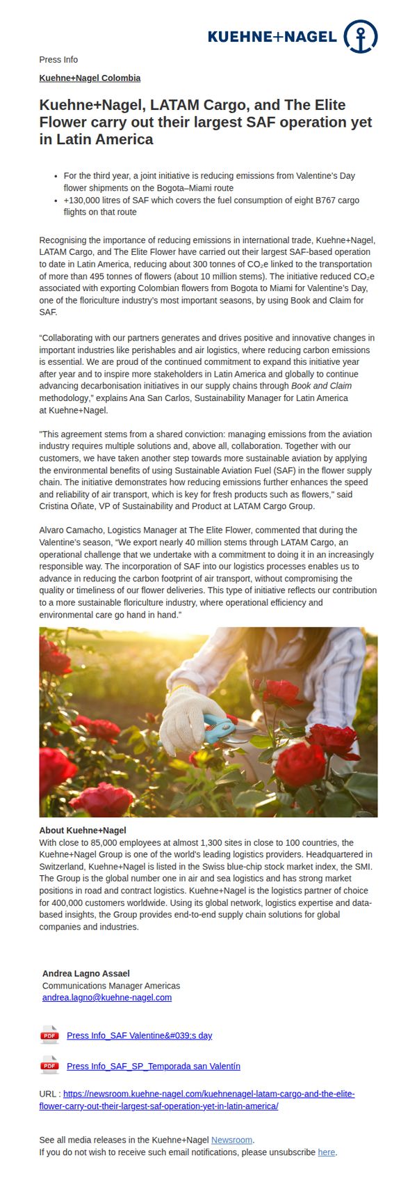 6. Kuehne+Nagel, LATAM Cargo, and The Elite Flower carry out their largest SAF operation yet in Latin America