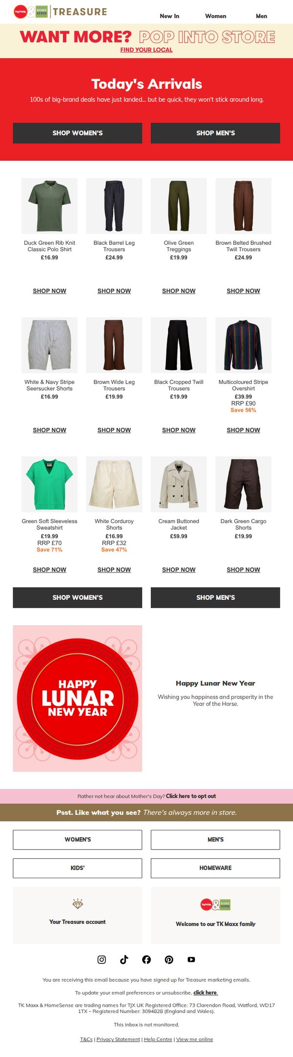 8. TK Maxx - UK: Today's Arrivals have landed ✈️
