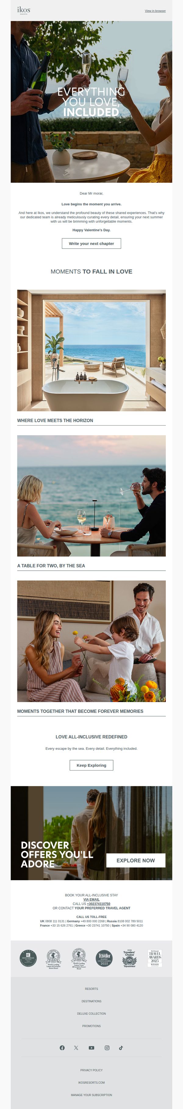 6. Ikos Resorts - GB: Moments To Fall in Love