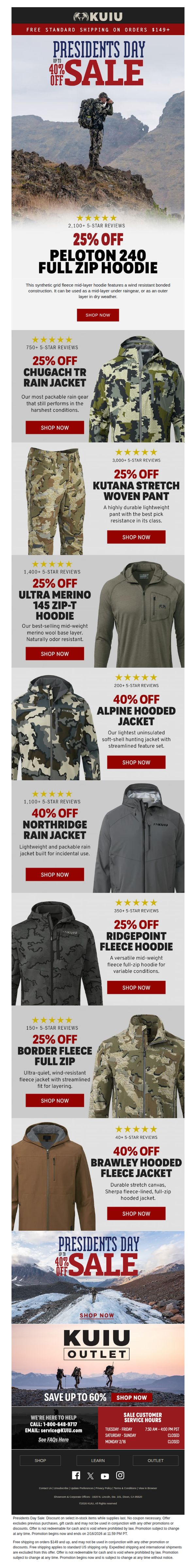 10. Presidents Day Sale – Up To 40% Off Best-Selling Gear