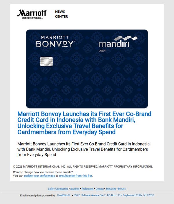9. Marriott Bonvoy Launches its First Ever Co-Brand Credit Card in Indonesia with Bank Mandiri, Unlocking Exclusive Travel Benefits for Cardmembers from Everyday Spend