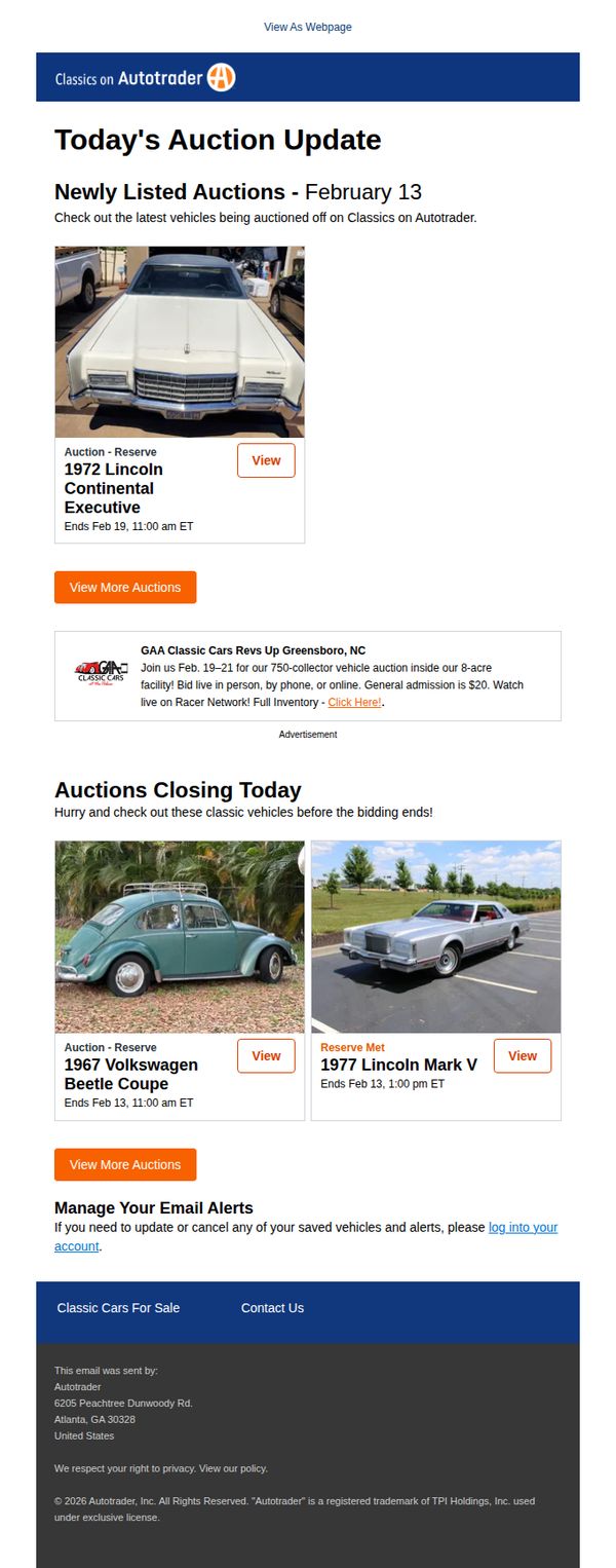 6. Classics on Autotrader - Daily Auctions