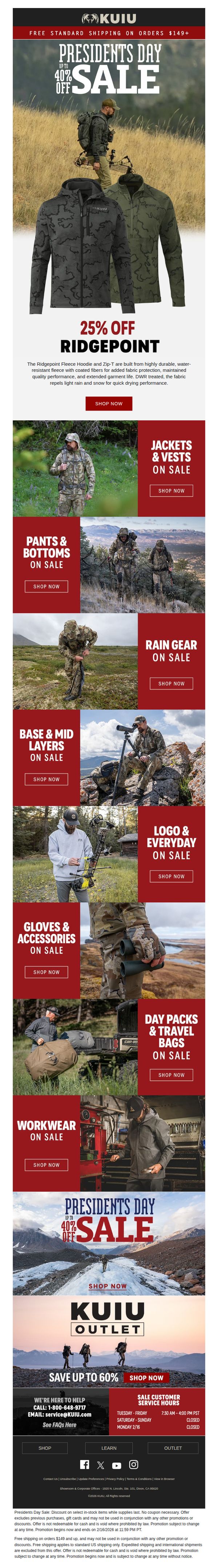 10. Presidents Day Sale: Save up to 40% on Hunt, Everyday, Workwear and More!