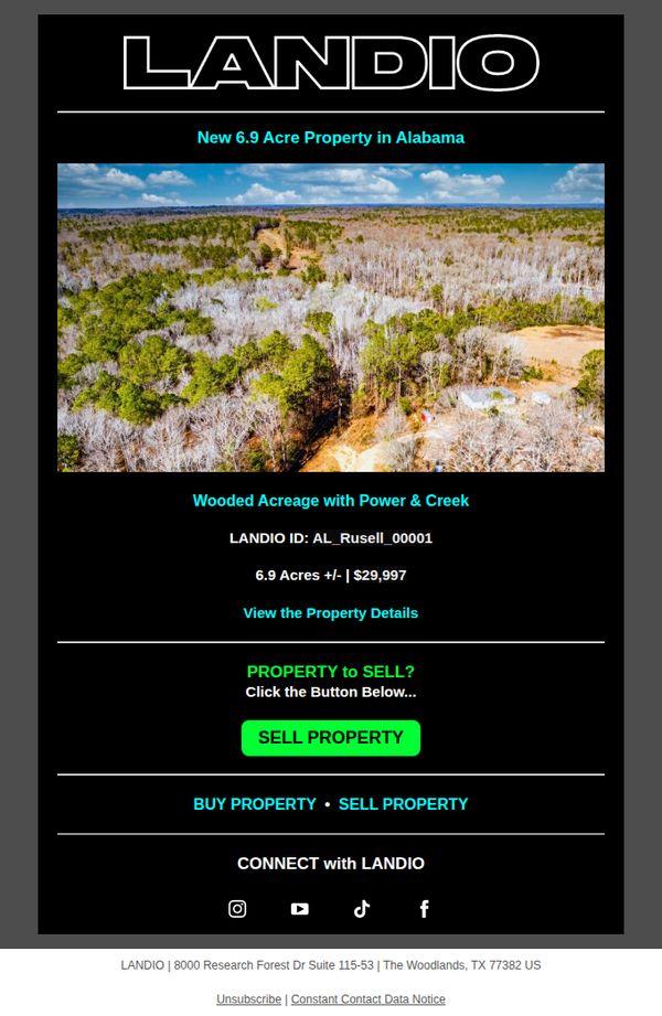 7. New 6.9 Acre Property in Alabama with Power + Creek