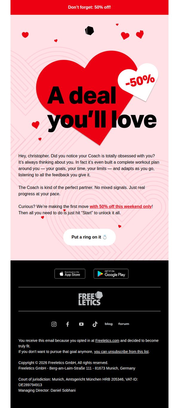 6. Freeletics - EN: You’ve got an admirer…💕