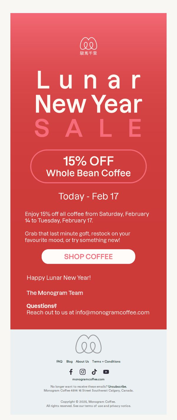 7. Monogram Coffee: Happy Lunar New Year 🧧