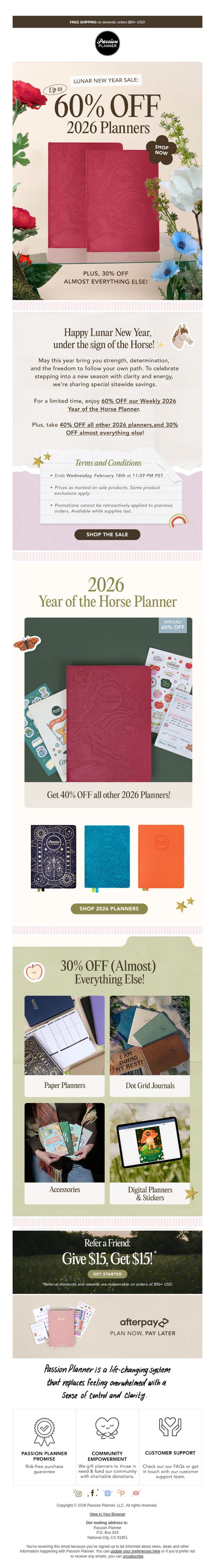 9. Passion Planner: Up to 60% OFF Planners + Sitewide SALE! 🧧