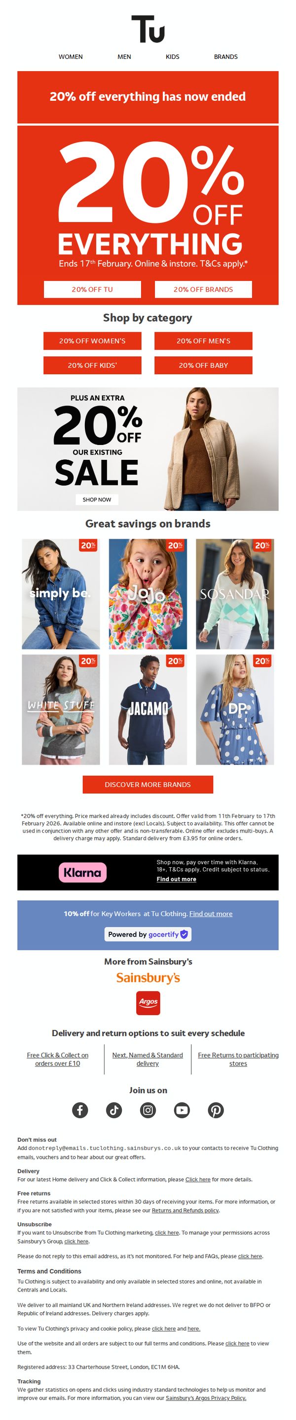 10. Ends soon: 20% off everything - plus an extra 20% off Sale