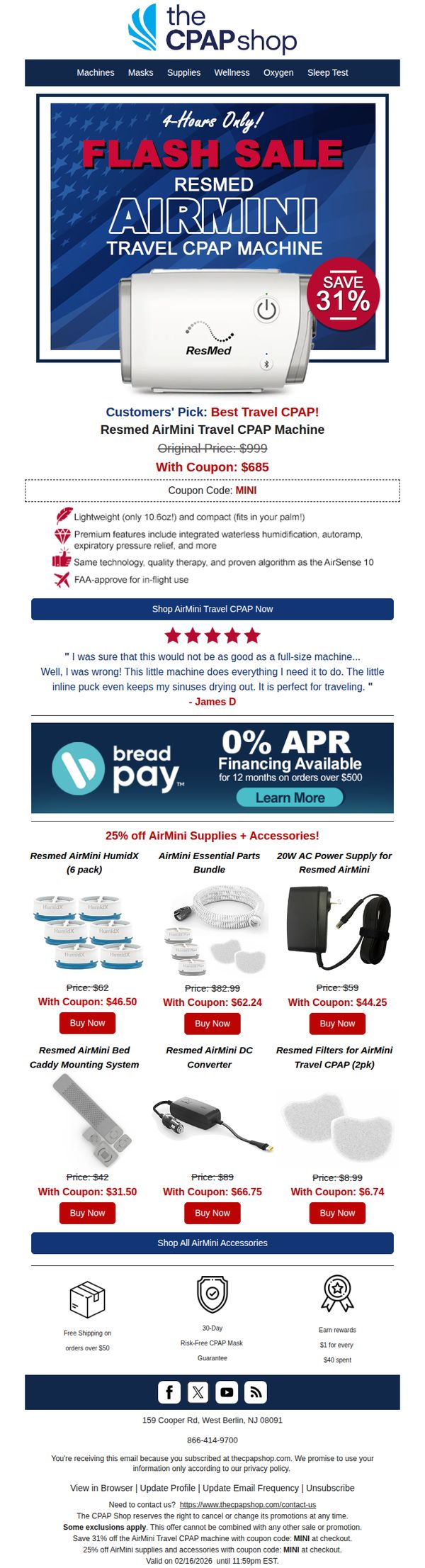 9. ⚡4-Hr Flash Sale!⚡Resmed AirMini ONLY $685 + 25% Off Accessories