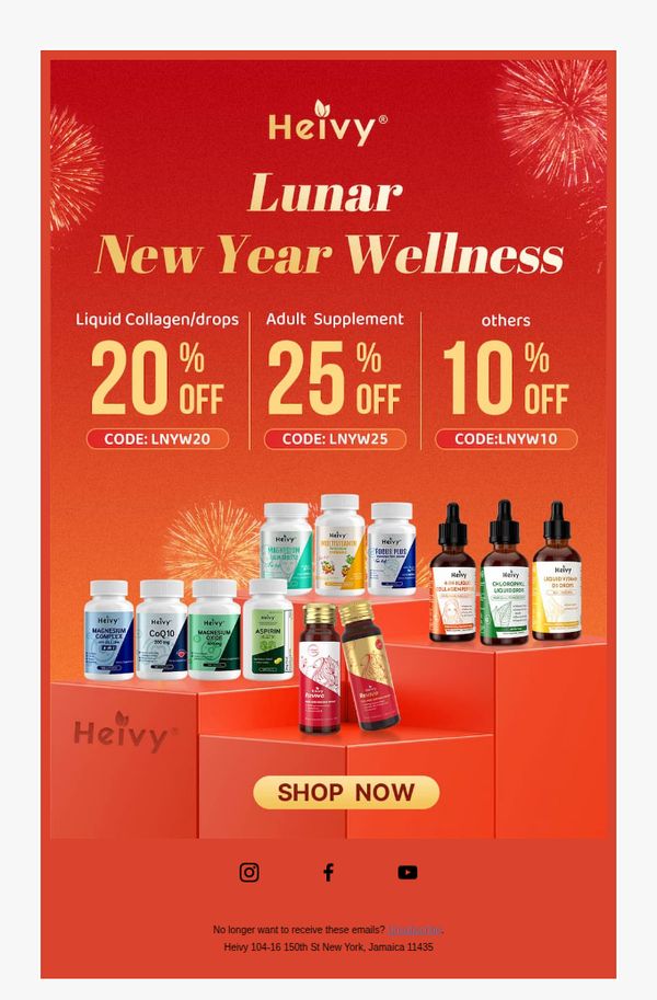 10. Heivy: Lunar New Year Sale: Up to 25% OFF Wellness Essentials
