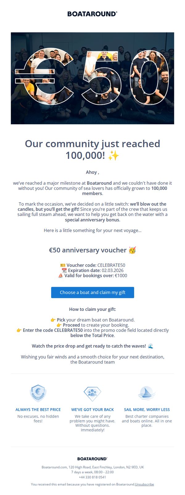 9. Boataround : We’re celebrating, you get the gift! 🎁