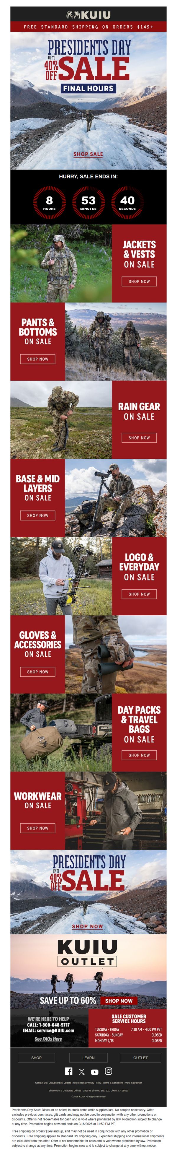 6. FINAL HOURS to Shop Our Presidents Day Sale