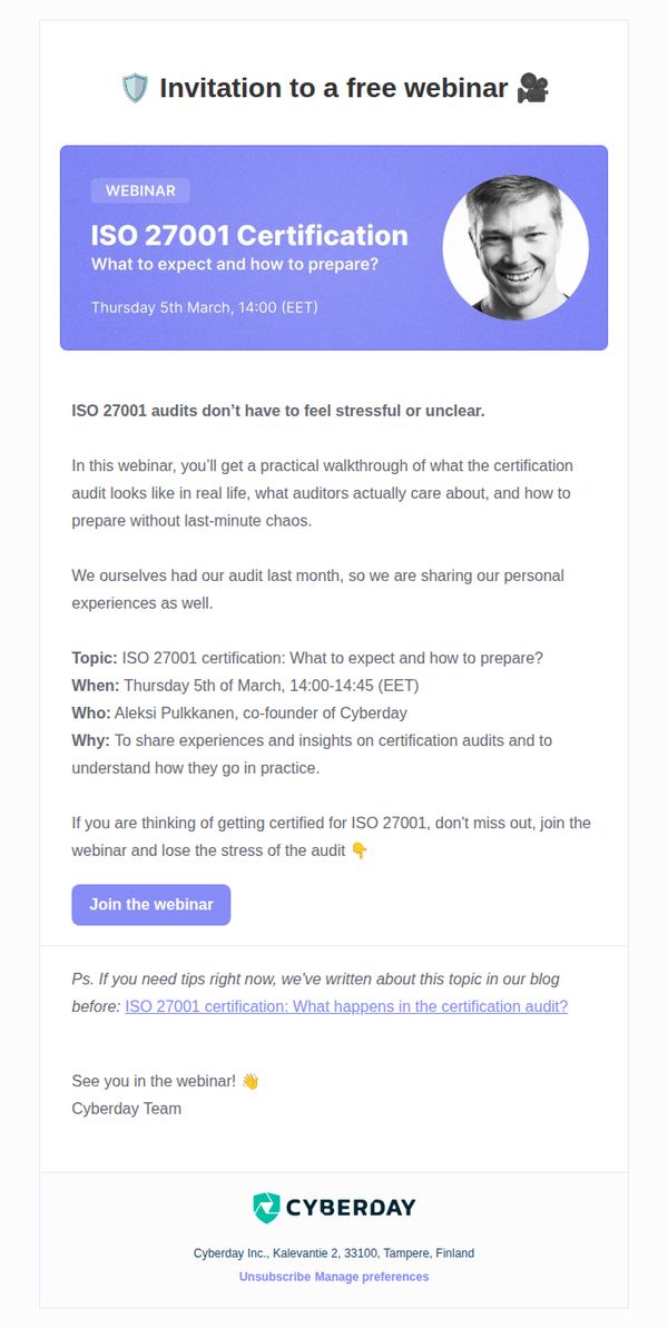 8. 🛡️ Webinar: ISO 27001 Certification