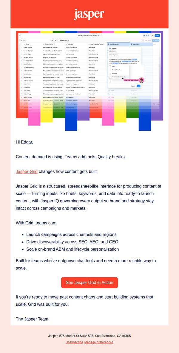 9. Meet Jasper Grid – built for content at scale
