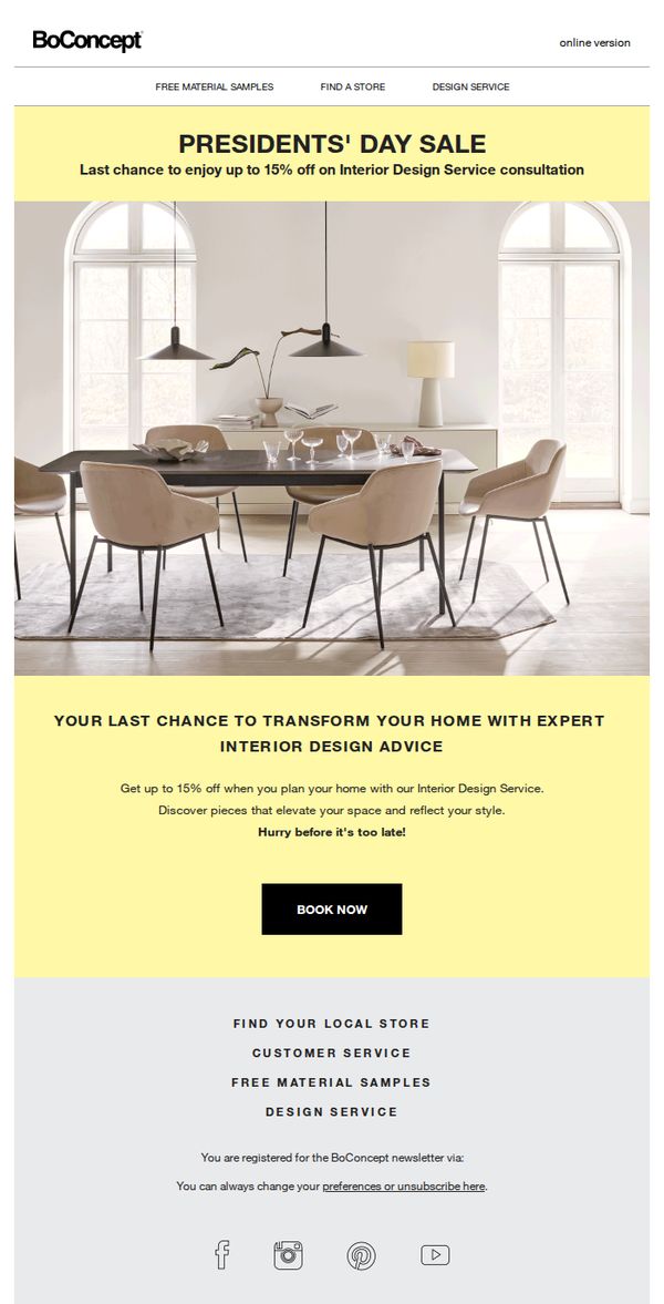 8. BoConcept : Last chance to get up to 15%