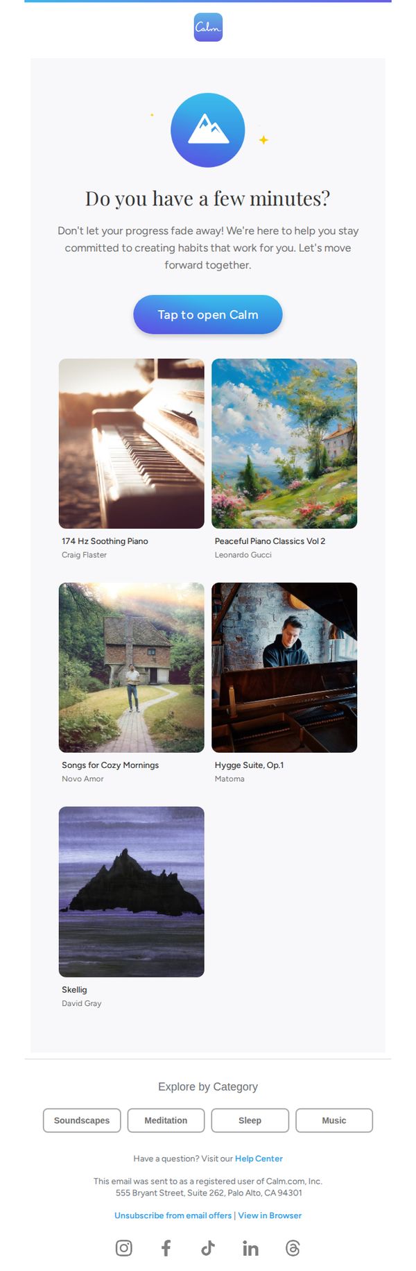 7. Featured Music from Calm