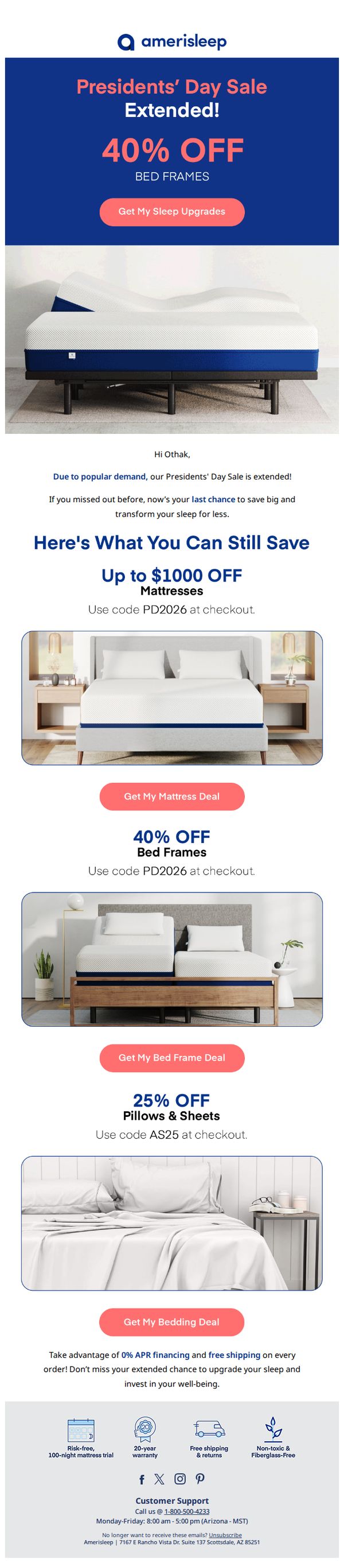 10. Amerisleep: Sale Extended: Up to $1000 Off Through Wed