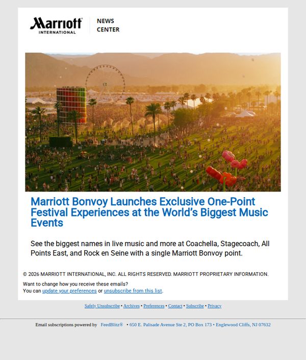 9. W Hotels: Marriott Bonvoy Launches Exclusive One-Point Festival Experiences at the World’s Biggest Music Events