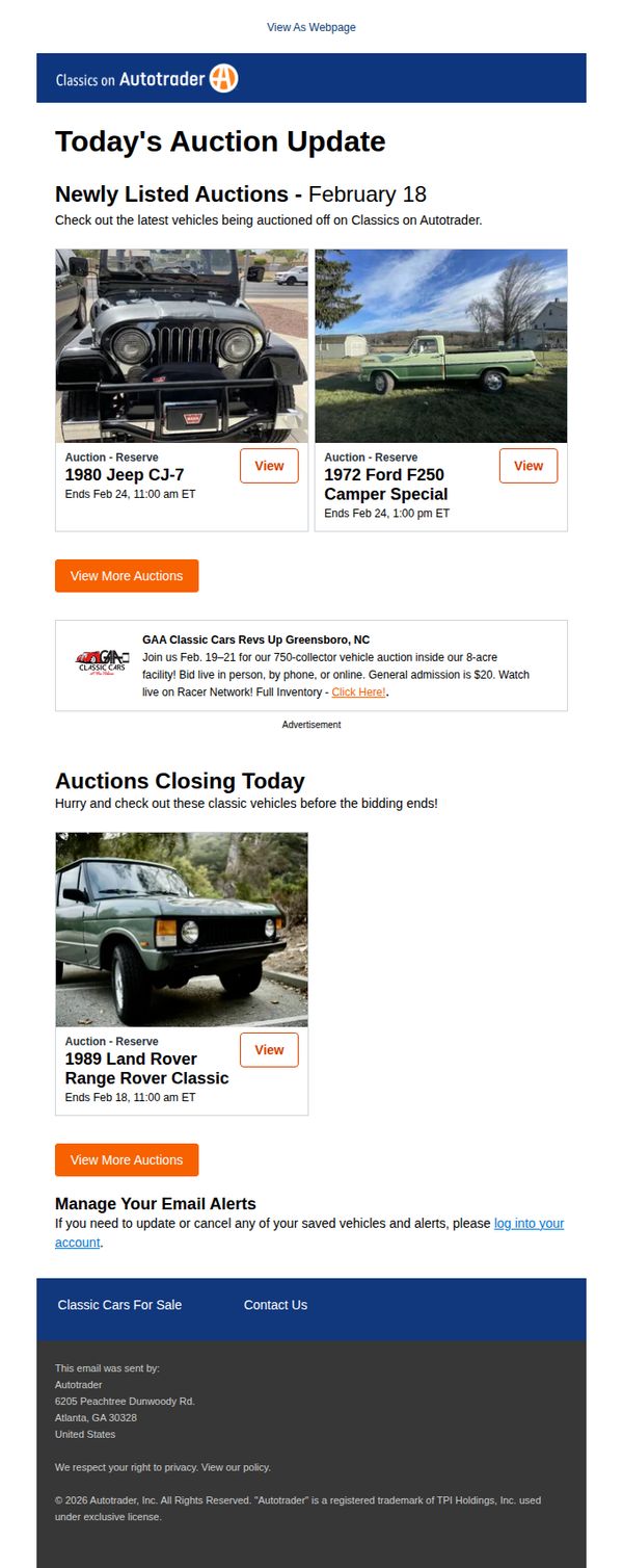 7. Classics on Autotrader - Daily Auctions
