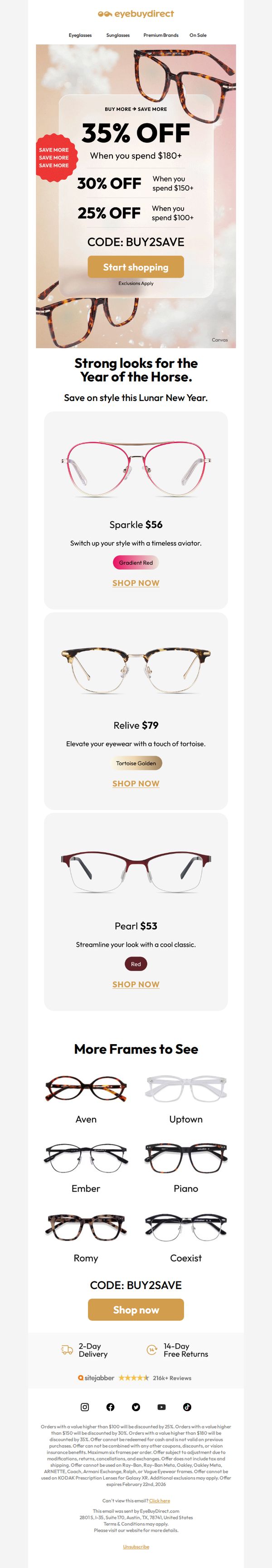 10. EyeBuyDirect: Rupert, Sale’s On! 🐴🧧