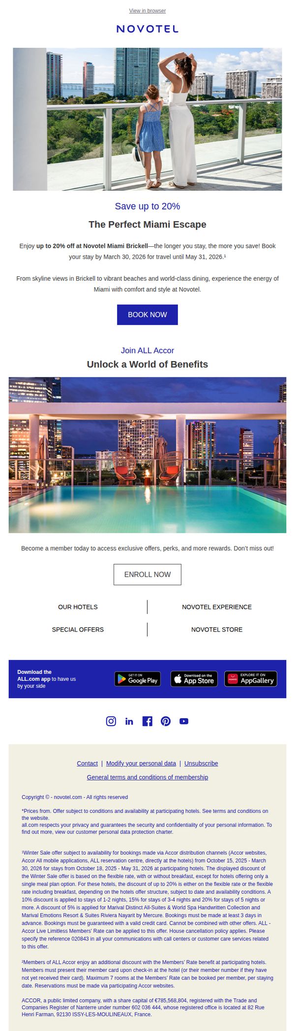 10. Novotel: Warm up your winter and save up to 20%, Tashia! 🌴