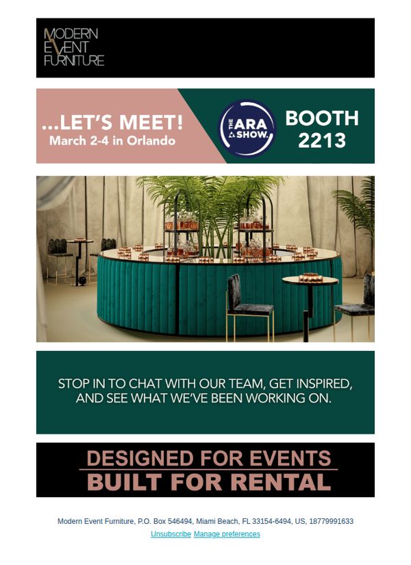 8. Modern Event Furniture : See you in Orlando!