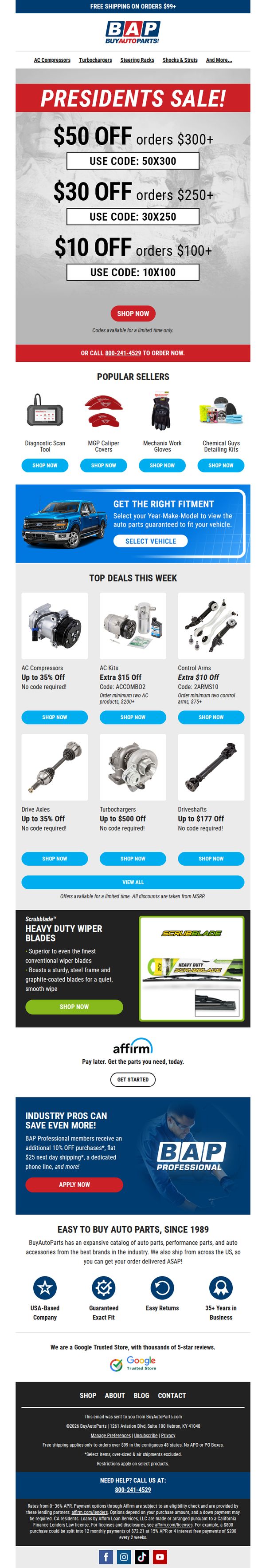 10. Buy Auto Parts: LAST CHANCE: Presidents Day Sale!