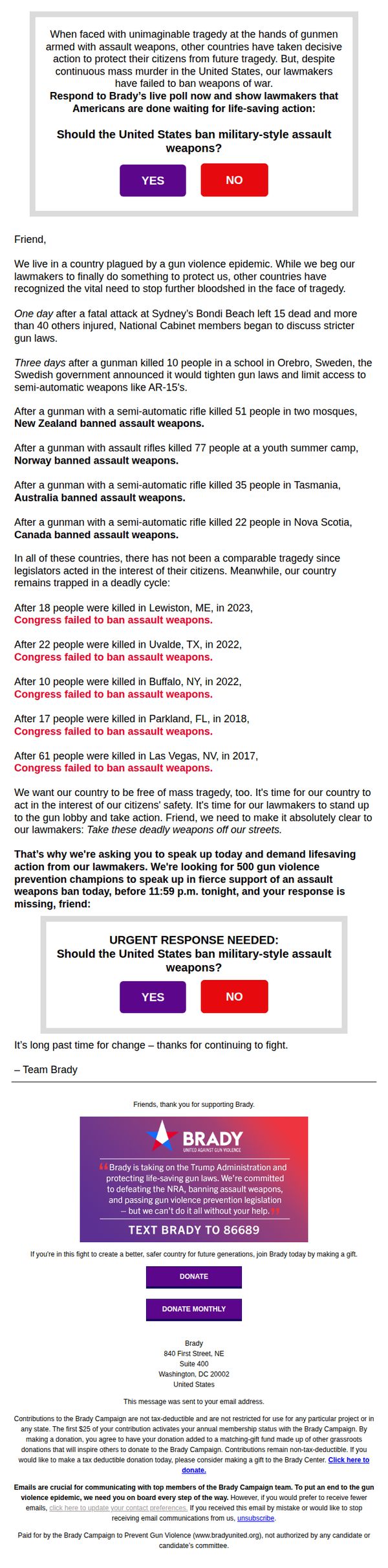 8. The United States fails to ban assault weapons while other countries take life-saving action.
