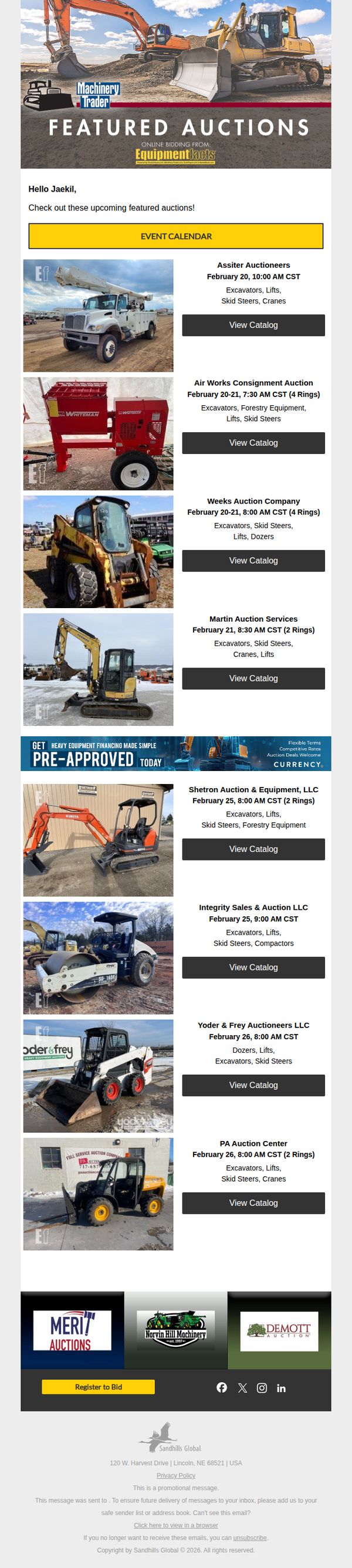 8. Upcoming Equipment Auctions For You
