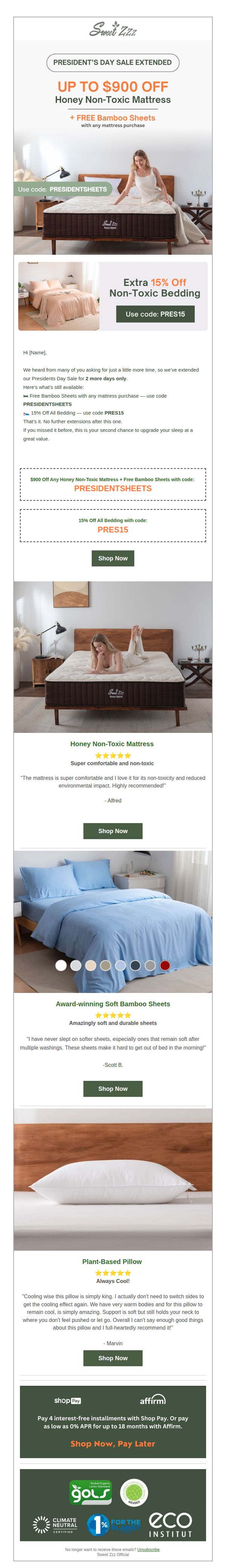 7. Sweet Zzz: Don’t Miss Out: Our President’s Day Sale Will End Tomorrow