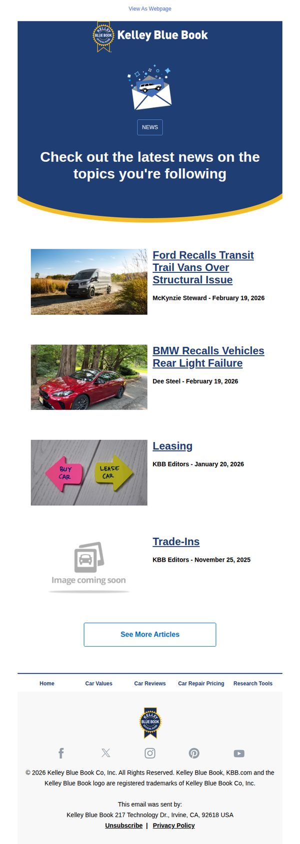 9. Kelley Blue Book : Latest articles on the auto topics you're following