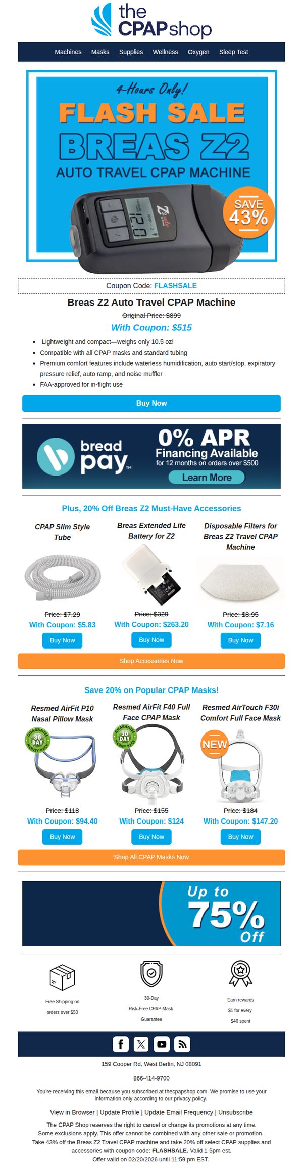 6. The CPAP Shop: ⚡4-Hr FLASH SALE!⚡Breas Z2 Travel CPAP ONLY $515 (Yes, Really!)