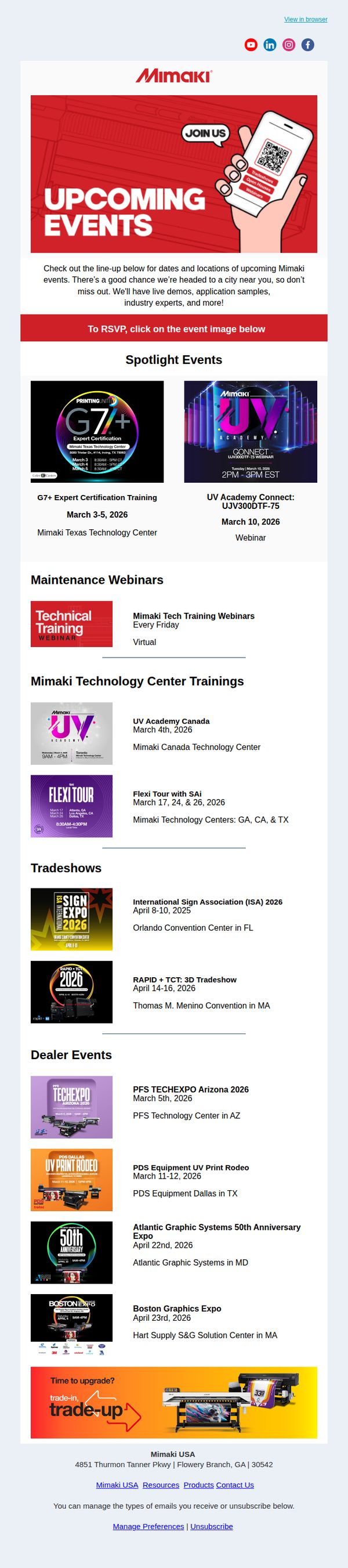 6. Mimaki - US: Webinars, Trainings, and Open Houses Near You!