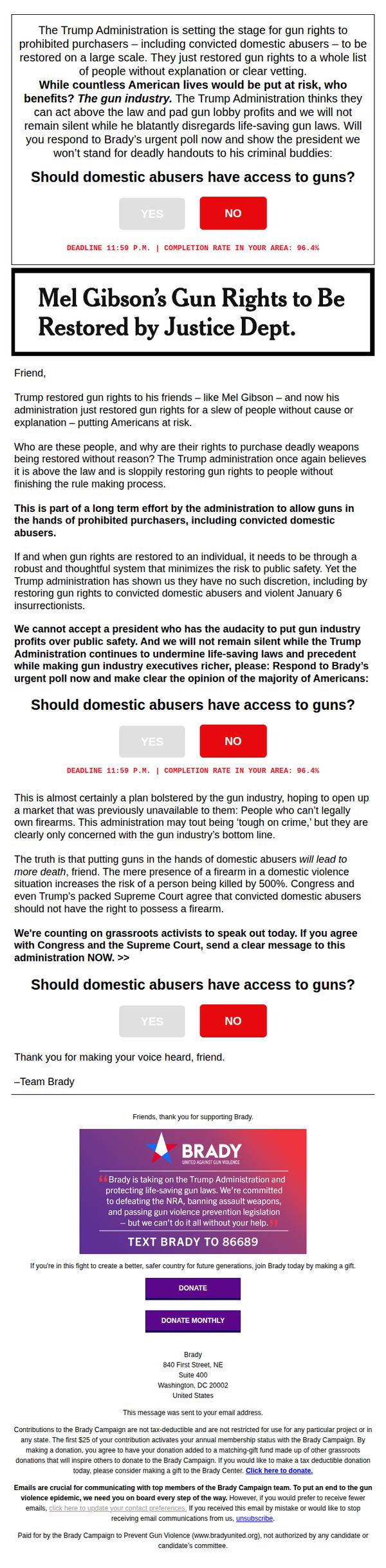 10. Trump just restored gun rights for a slew of people without cause or explanation.