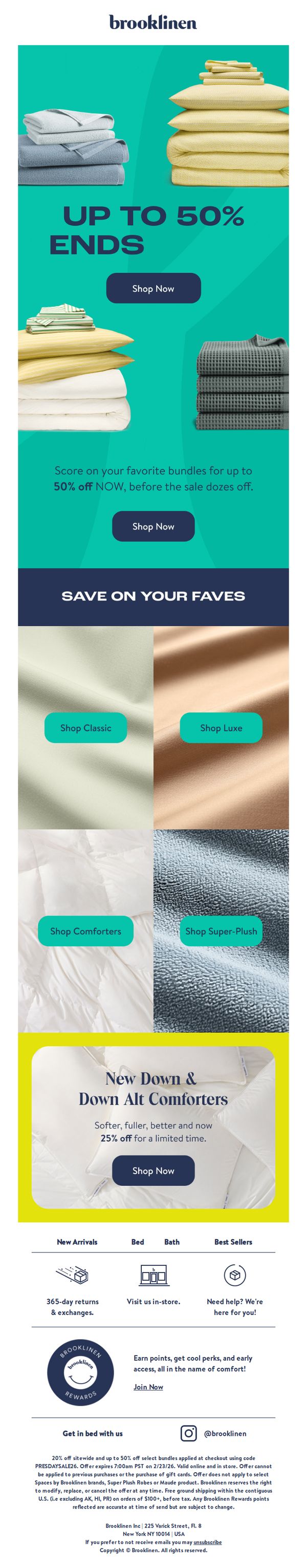10. Brooklinen: Presidents' Day Sale ENDS SOON
