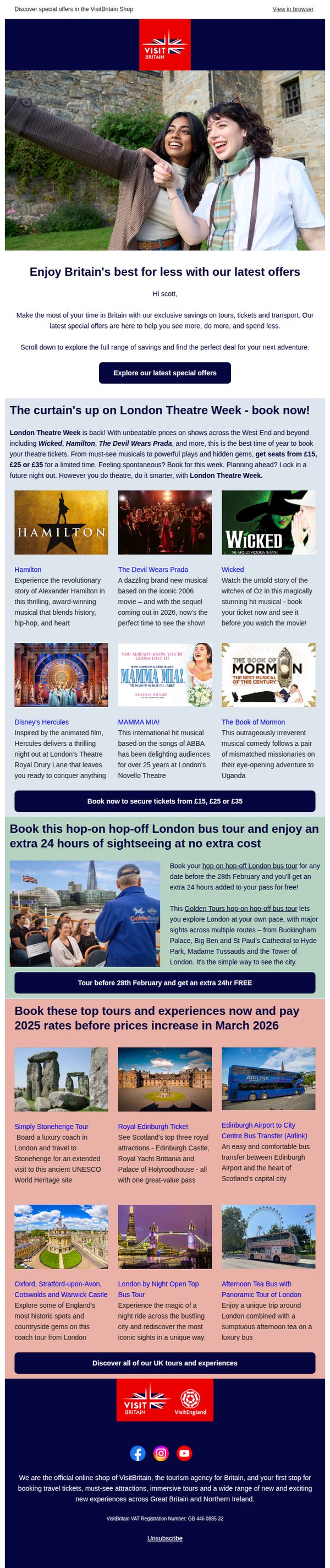 6. VisitBritain - UK: February offers ending soon ⏰