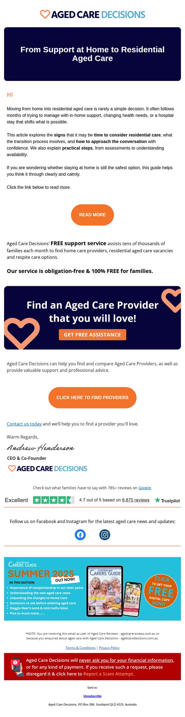 8. , When is it time to move into residential aged care?