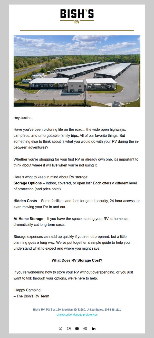 8. Bish's RV: Justine What Will RV Storage Really Cost You?