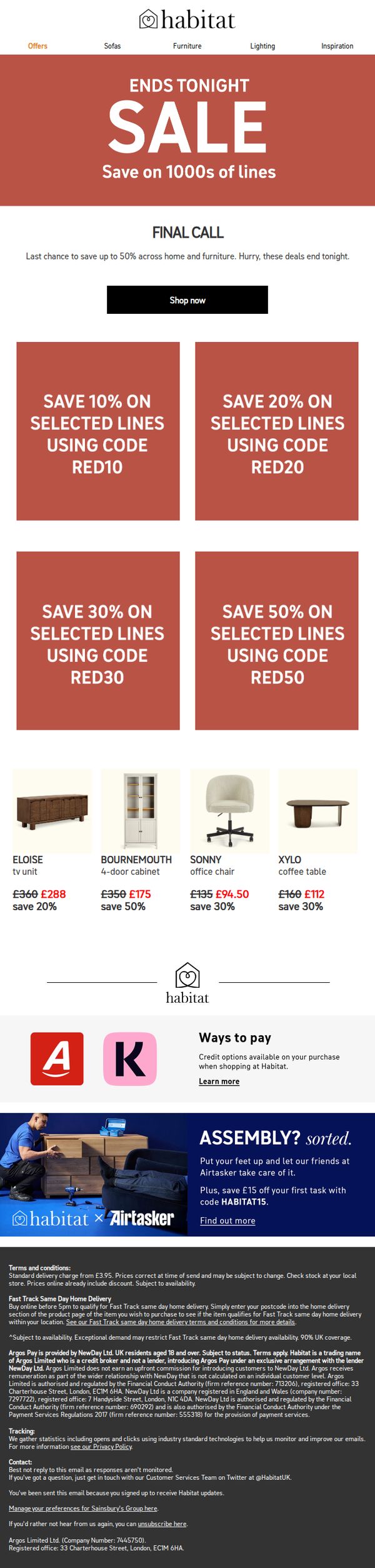 8. Final call for up to 50% off