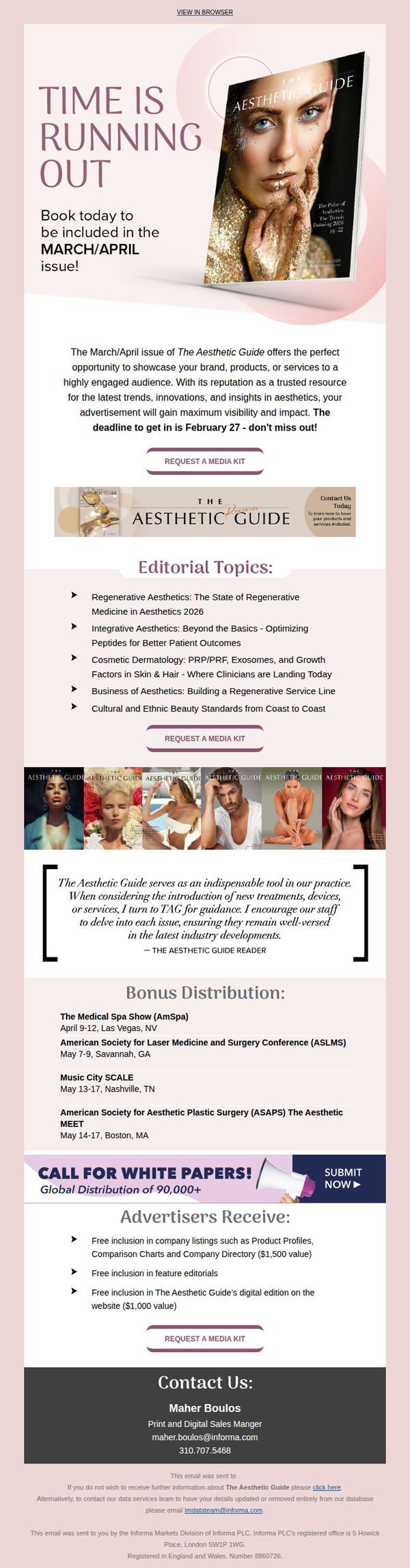 6. FACE Conference and Exhibition: Don't Miss Out - Advertise in The Aesthetic Guide