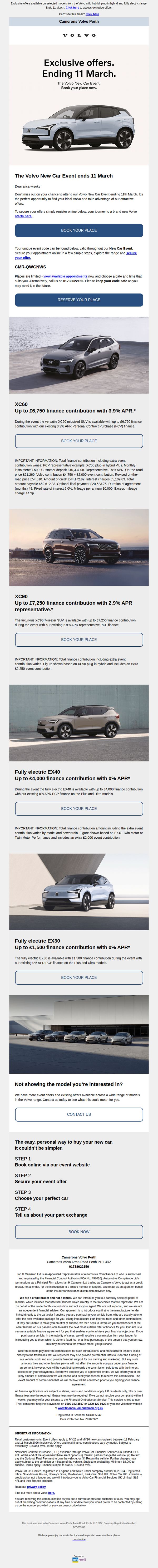 10. Camerons Volvo : alica wisoky, Your last chance to register for the Volvo New Car Event