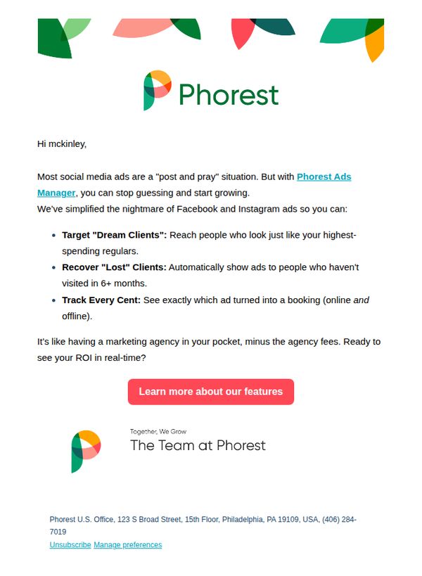 7. Phorest Software: mckinley, Boost Client Engagement with Targeted Ads!